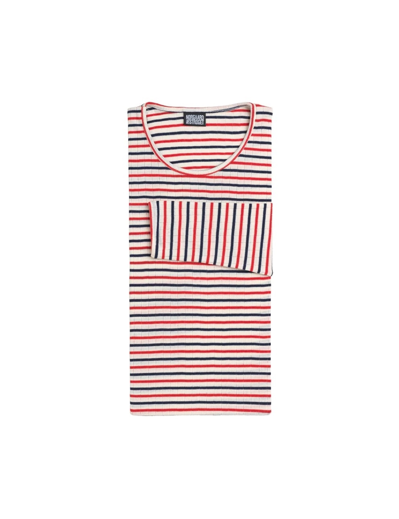 NØRGAARD PAA STRØGET 101 LS TEE ONE SIZE TRICOLORE ECRU/NAVY/RED