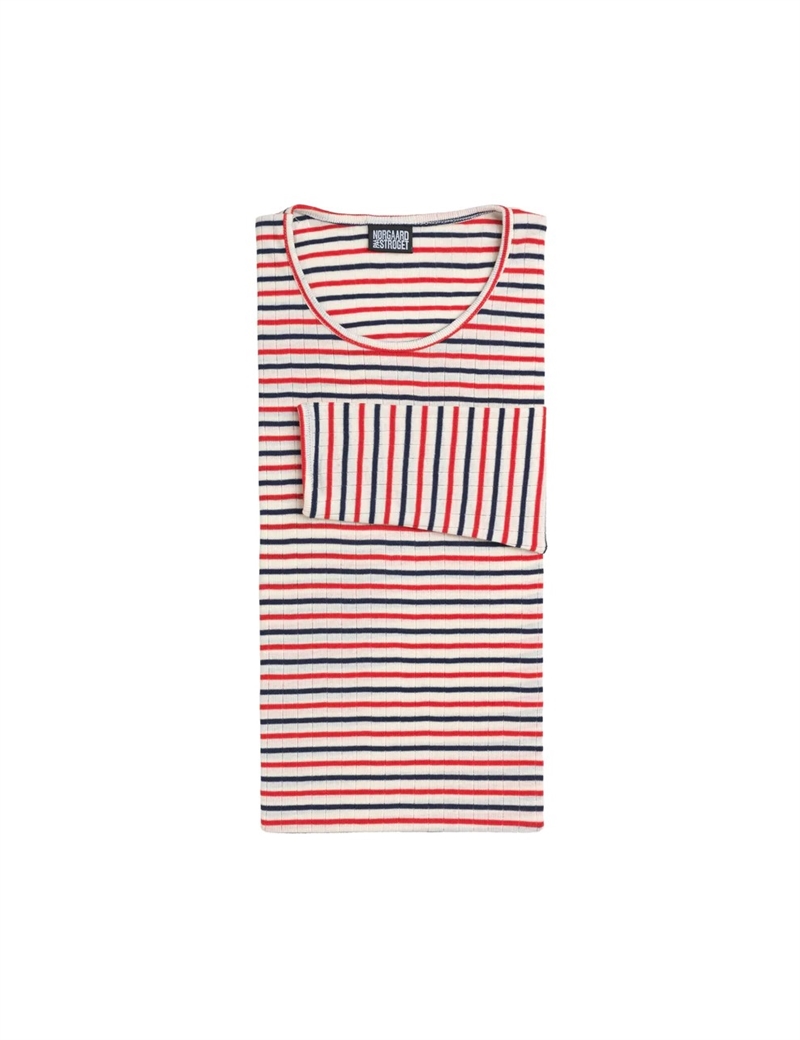 NØRGAARD PAA STRØGET LS TEE TRICOLORE ECRU/NAVY/RED