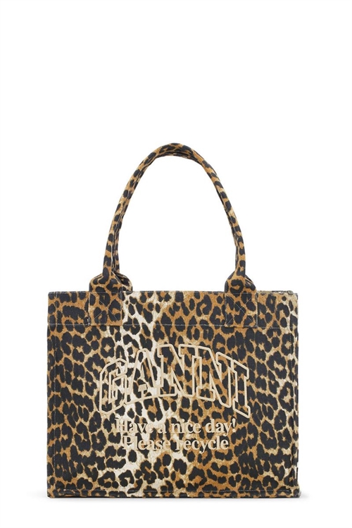 GANNI STOR CANVASVÄSKA LEOPARD
