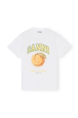 GANNI T3529-151 RELAXED PEACH T-SHIRT LJUSVIT