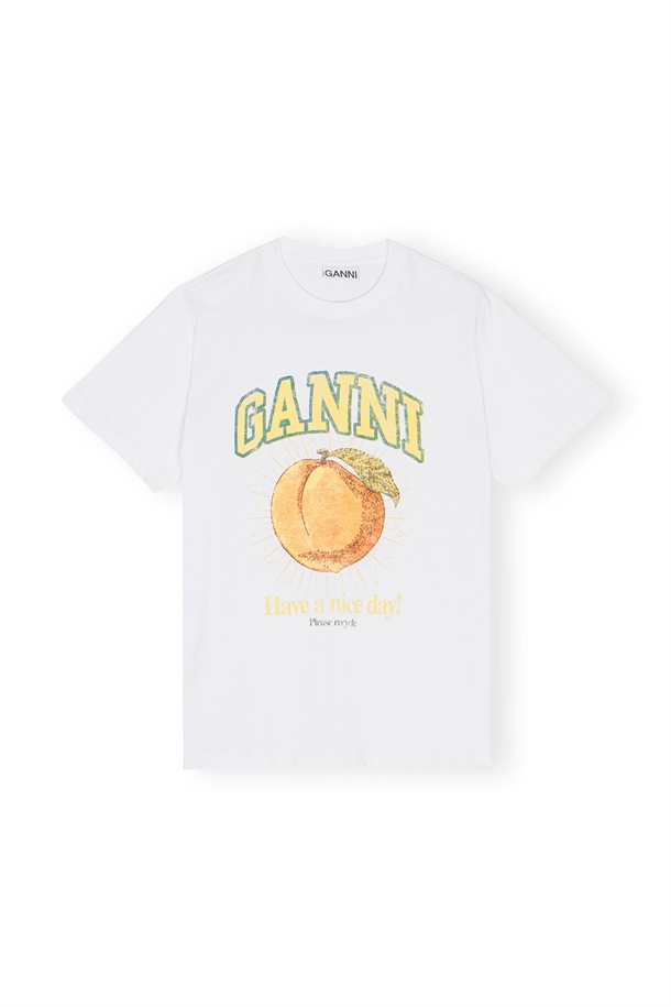 GANNI T3529-151 RELAXED PEACH T-SHIRT LJUSVIT