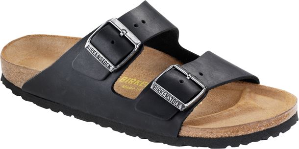 BIRKENSTOCK ARIZONA SANDAL OLJAT SVART LÄDER SMAL FIT